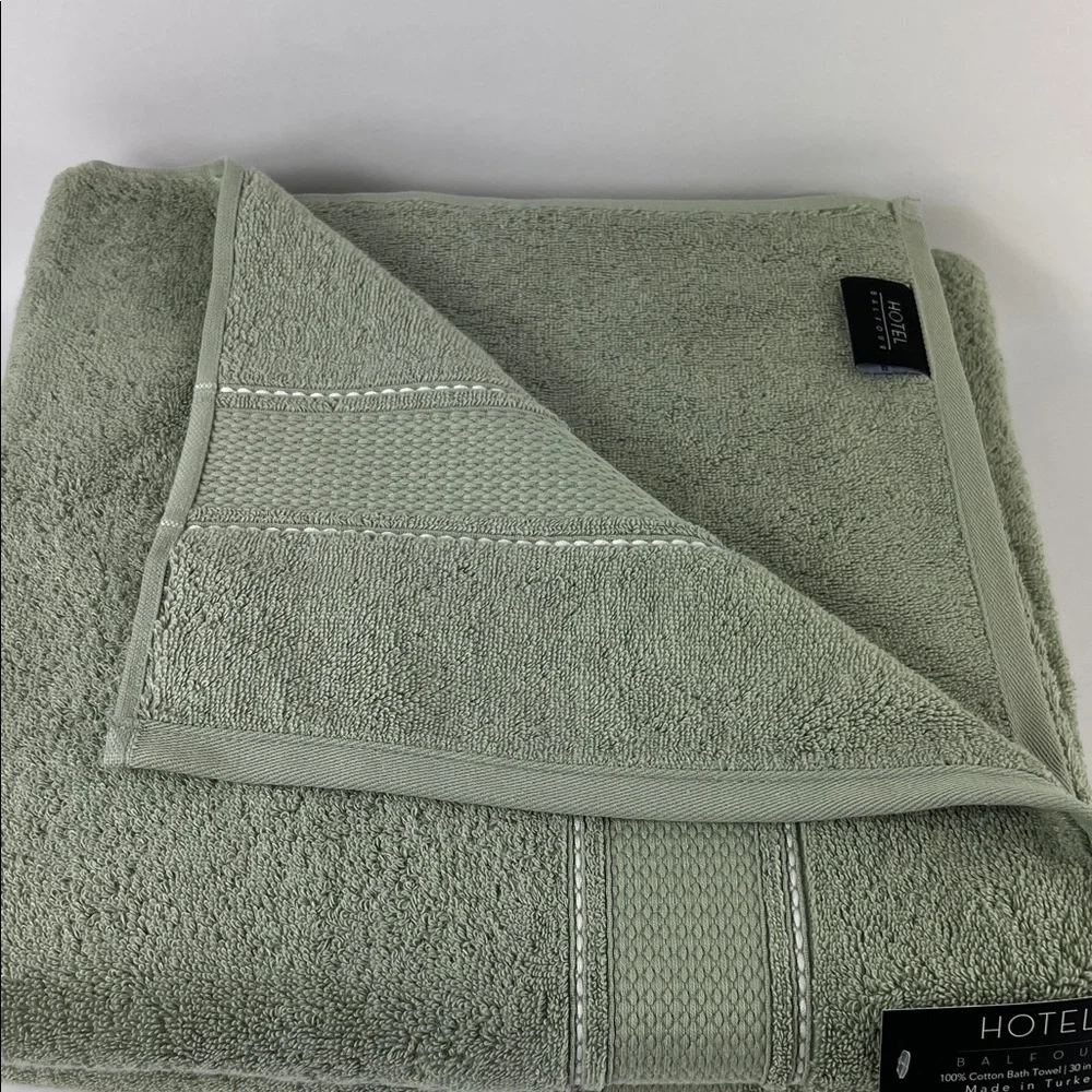 Hotel Balfour Bath Towel Set Sage Green White Stripe Soft Cotton Set of 2 NEW